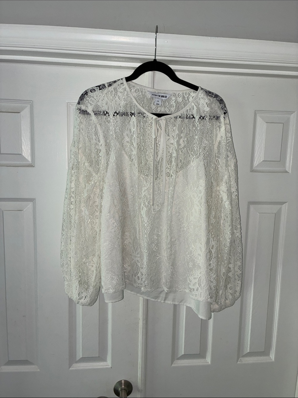 Anna Sui x Old Navy White Lace Peasant Blouse